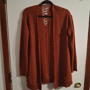 Fairy‎ Grunge Boho Cardigan Rust Burnt Orange EUC M